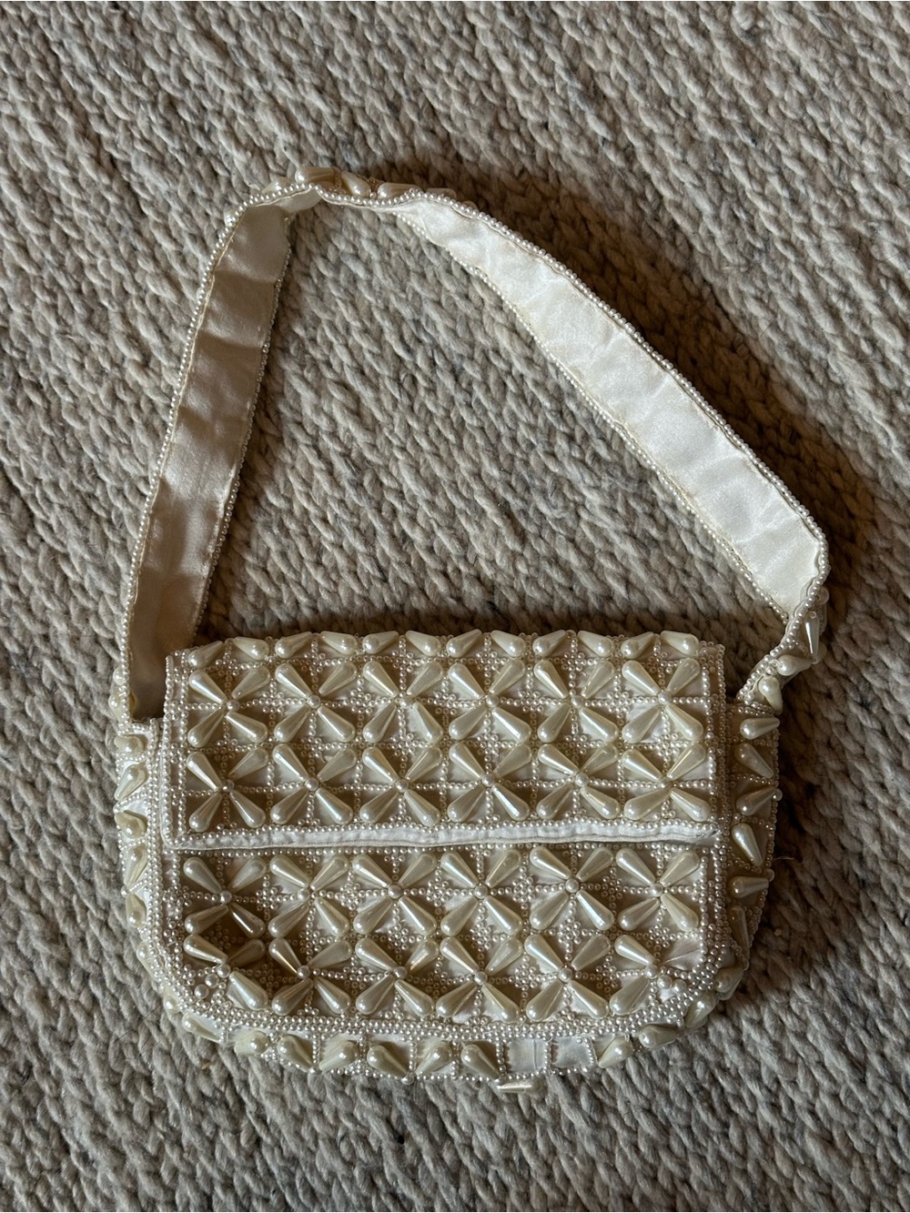 Bridal Ivory Beaded Shoulder Bag